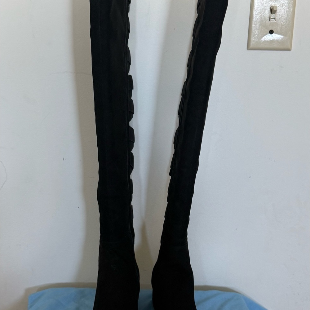 Nine West Black Over-the-Knee Boots Open ladder back.